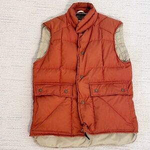 EDDIE BAUER Vintage Men’s S Orange Vest Goose Down Puffer 80s 90s Retro Puffer